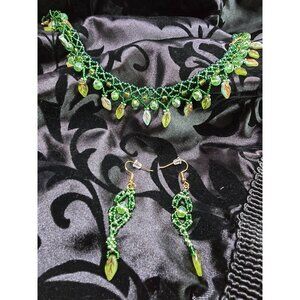 Handmade Elegant 18k Gold Plated Vine Ivy Inspired Necklace and Earring Set